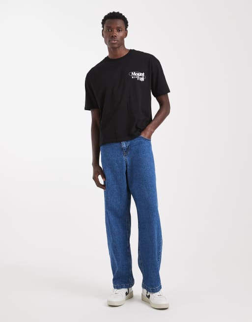 ASOS DESIGN boxy oversized t-shirt with mountain back print in black, 2 of 5