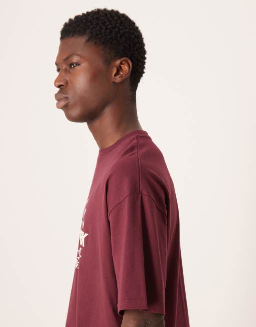 ASOS DESIGN boxy oversized t-shirt with New York graphic in burgundy, 4 of 5