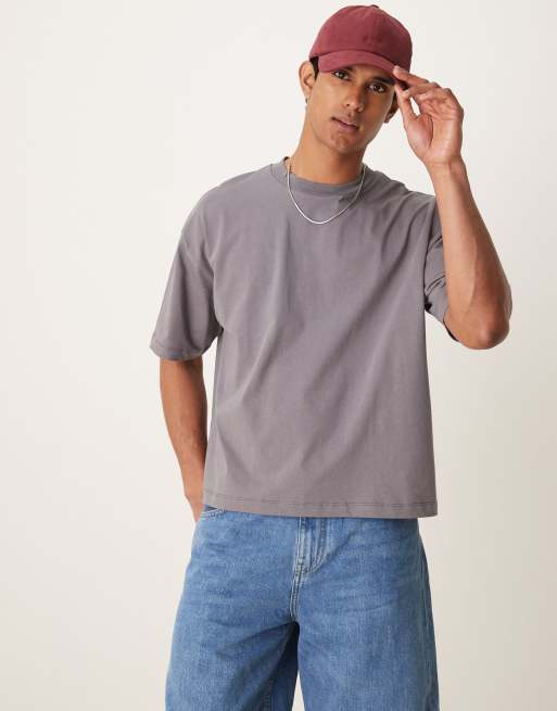 ASOS DESIGN boxy oversized t-shirt with New York graphic in charcoal
