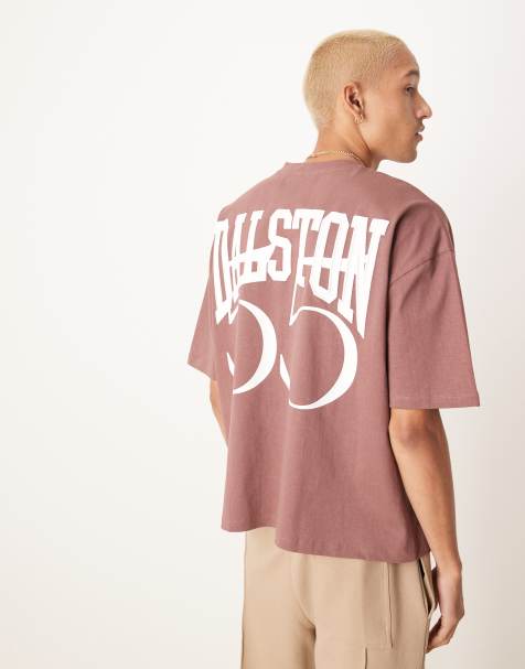 ASOS DESIGN boxy oversized t-shirt with number print in burgundy - view 1