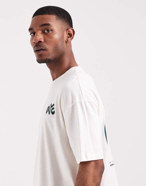 ASOS DESIGN boxy oversized t-shirt with NYC bubble text print in cream, 4 of 5
