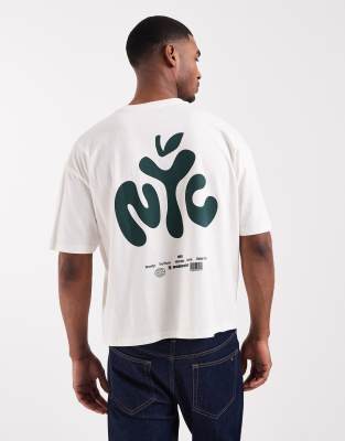 Asos Design Boxy Oversized T-shirt With Nyc Text Print In White