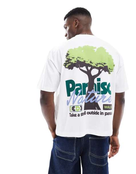 ASOS DESIGN boxy oversized T-shirt with outdoor graphic in white - view 1