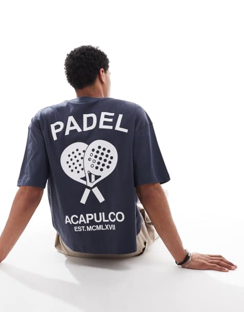 ASOS DESIGN boxy oversized t-shirt with padel graphic in navy - view 1