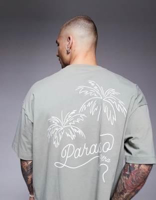 Asos Design Boxy Oversized T-shirt With Palm Graphic