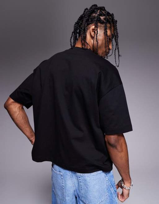 ASOS DESIGN boxy oversized T-shirt with palm tree graphic in black