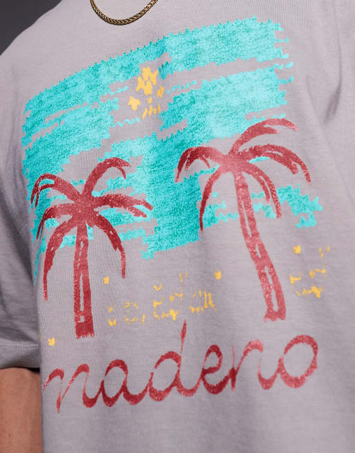 ASOS DESIGN boxy oversized t-shirt with palm tree graphic in brown, 3 of 4