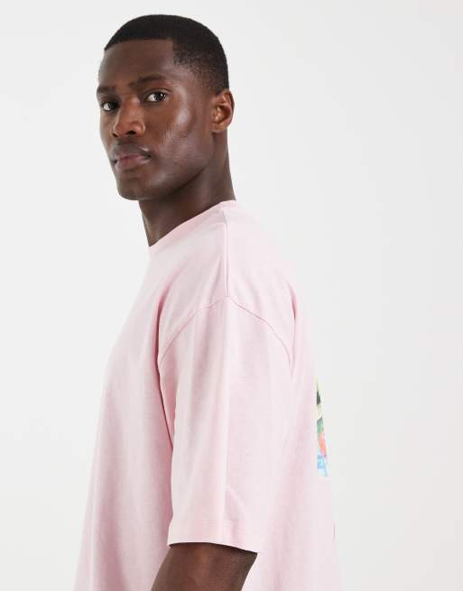 ASOS DESIGN boxy oversized T-shirt with palm tree graphic in pink, 4 of 5