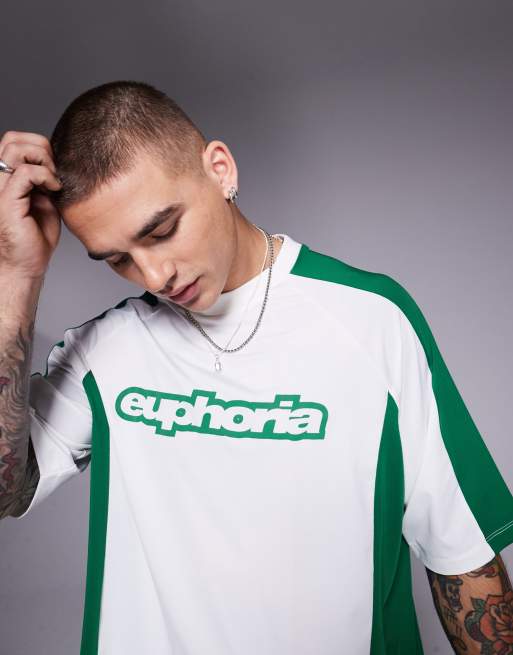 ASOS DESIGN boxy oversized t-shirt with panelling and text graphic in white sports fabric , 3 of 4