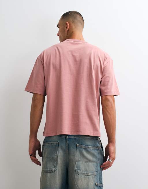 ASOS DESIGN boxy oversized t-shirt with Pisa print in pink wash, 3 of 5