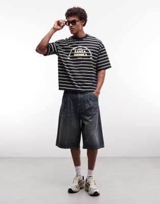 Asos Design Boxy Oversized T-shirt With Puff Print Text In Multi