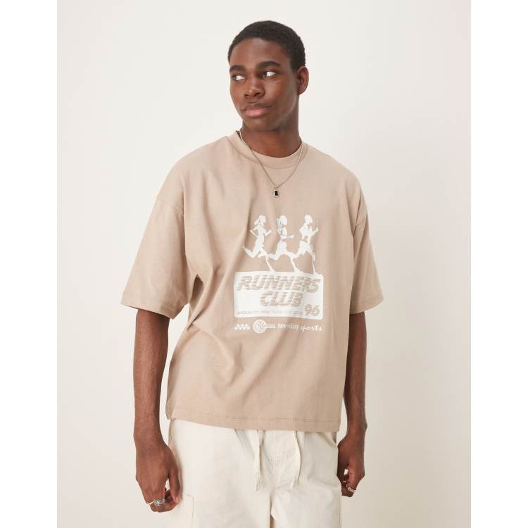 ASOS DESIGN boxy oversized t-shirt with running club graphic