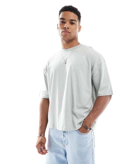ASOS DESIGN boxy oversized t-shirt with scenic graphic in gray