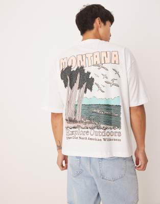 Asos Design Boxy Oversized T-shirt With Scenic Graphic