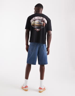 Asos Design Boxy Oversized T-shirt With Scenic Print In Black