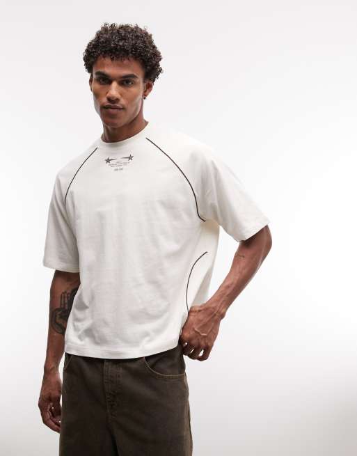 ASOS DESIGN boxy oversized t-shirt with Seoul bubble graphic in cream, 2 of 5