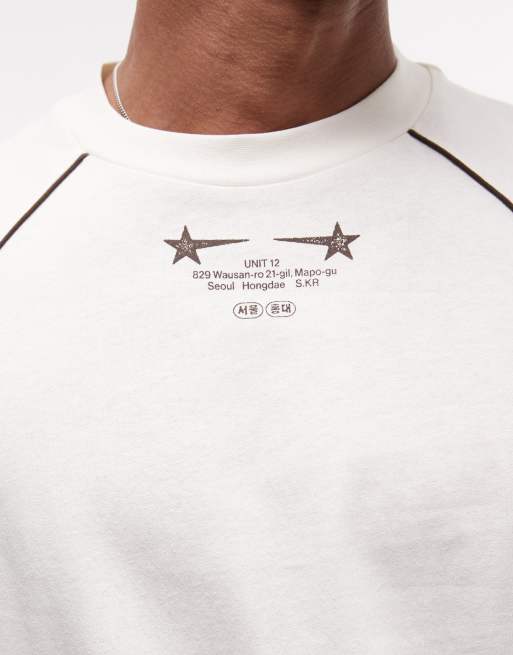 ASOS DESIGN boxy oversized t-shirt with Seoul bubble graphic in cream, 4 of 5