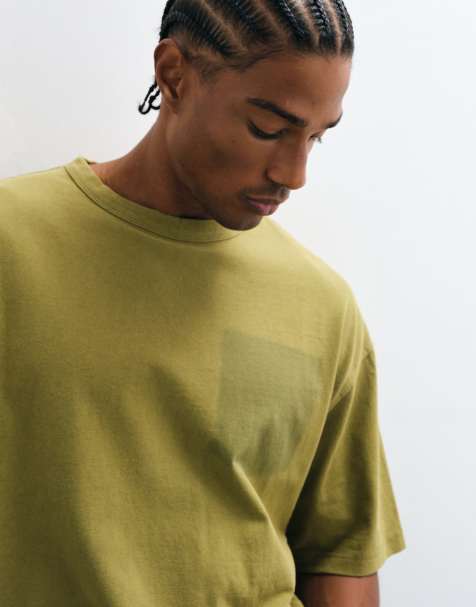 ASOS DESIGN boxy oversized t-shirt with shadow pocket in washed green - view 1