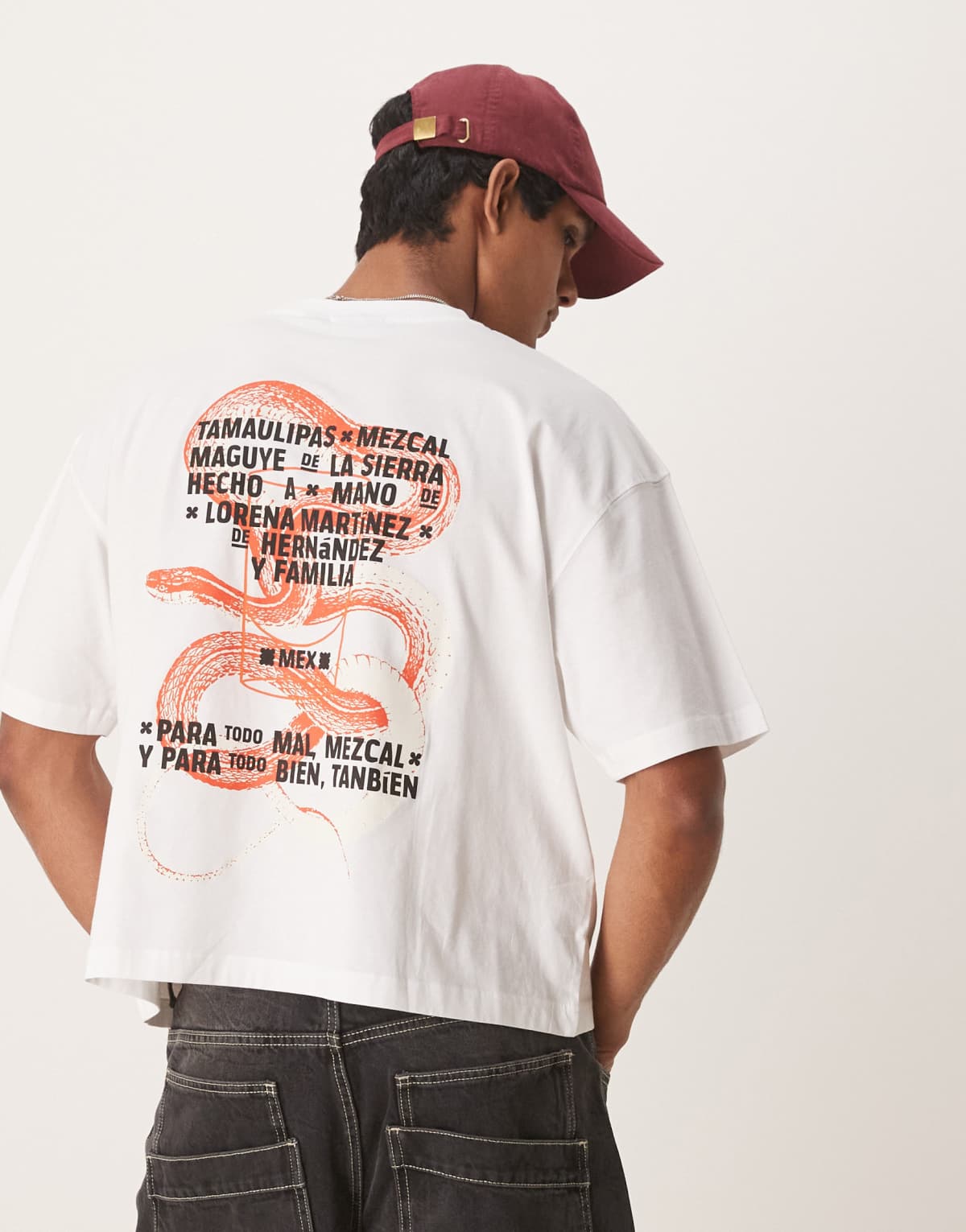 ASOS DESIGN boxy oversized t-shirt with snake graphic in white