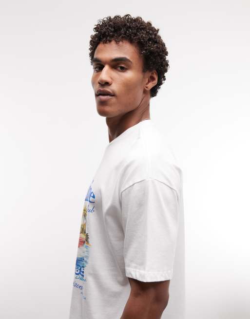 ASOS DESIGN boxy oversized t-shirt with speedboat graphic in white, 3 of 5