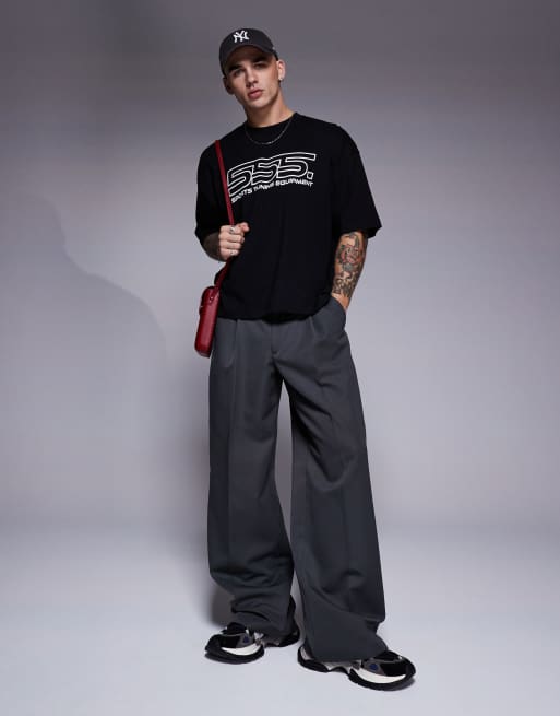 ASOS DESIGN boxy oversized t-shirt with sports graphic in black, 2 of 4