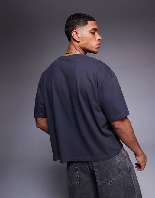 ASOS DESIGN boxy oversized t-shirt with sports graphic in charcoal, 4 of 4