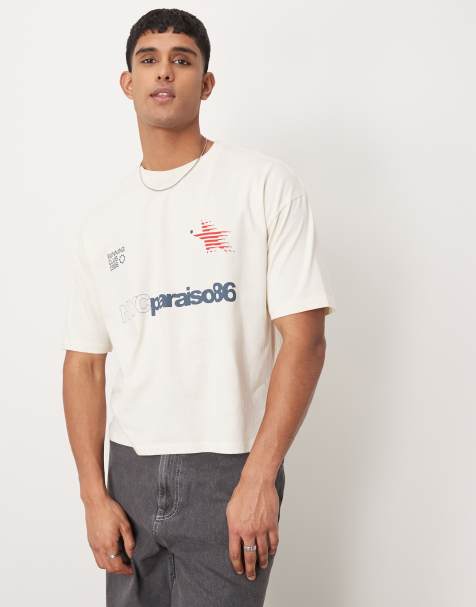 ASOS DESIGN boxy oversized t-shirt with sports graphic in cream - view 1