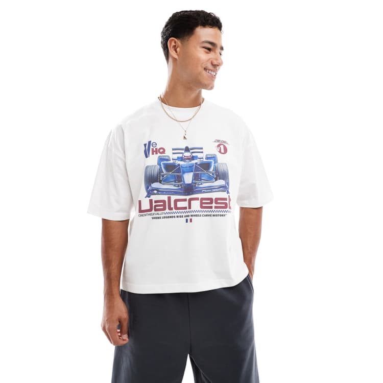 ASOS DESIGN boxy oversized t-shirt with sports graphic in