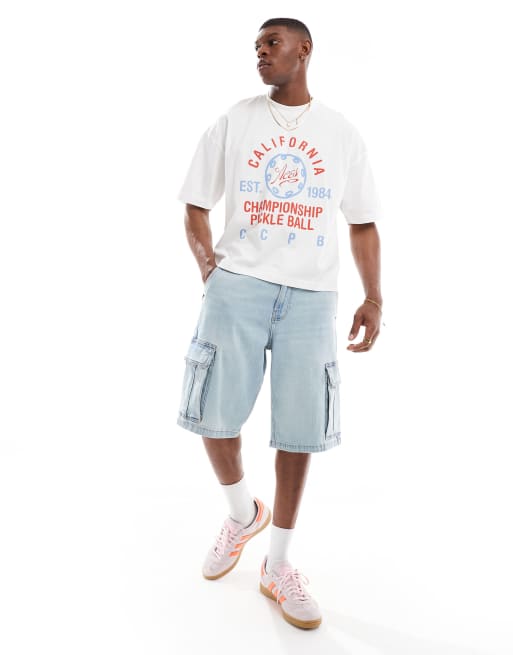 ASOS DESIGN boxy oversized t-shirt with sports graphic in white, 3 of 4