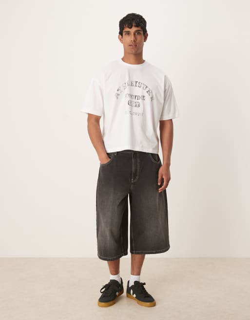 ASOS DESIGN boxy oversized t-shirt with sports graphic in white