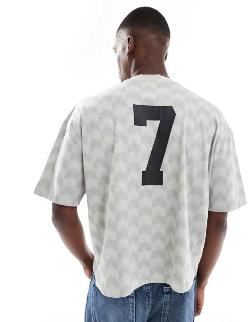 ASOS DESIGN boxy oversized t-shirt with sports print in grey, 3 of 4