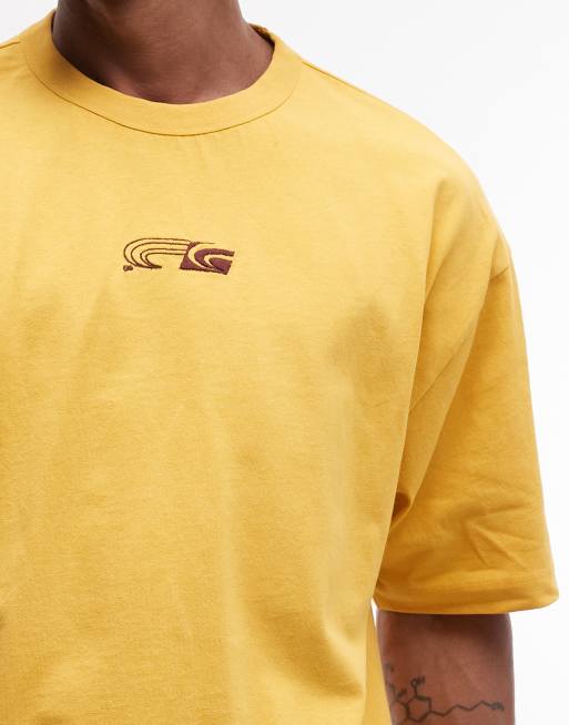 ASOS DESIGN boxy oversized t-shirt with street graphic in yellow wash, 3 of 5