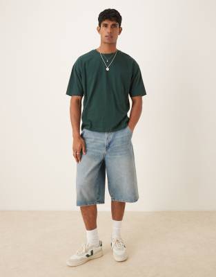 Asos Design Boxy Oversized T-shirt With Summer Graphic In Green