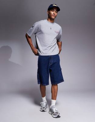 Asos Design Boxy Oversized T-shirt With Summer Graphic In Gray