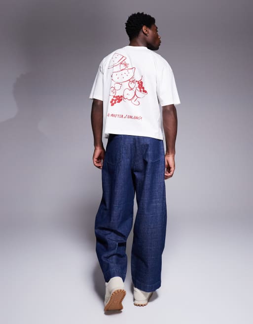 ASOS DESIGN boxy oversized t-shirt with summer graphic in off white, 4 of 4