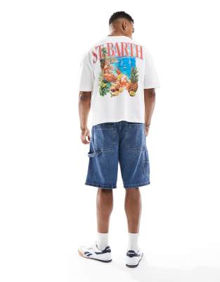 Asos Design Boxy Oversized T-shirt With Summer Graphic In White