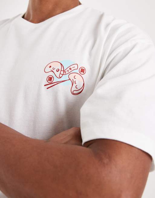 ASOS DESIGN boxy oversized t-shirt with sushi graphic in white, 5 of 5