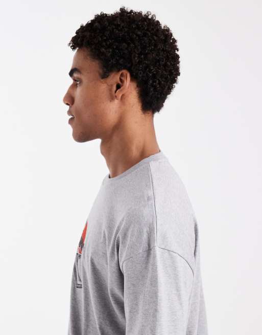 ASOS DESIGN boxy oversized t-shirt with table tennis graphic in grey marl , 4 of 5
