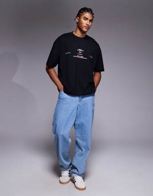 Asos Design Boxy Oversized T-shirt With Text Graphic In Black