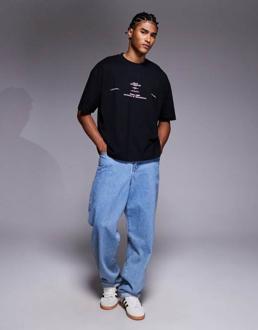 ASOS DESIGN boxy oversized t-shirt with text graphic in black, 2 of 5