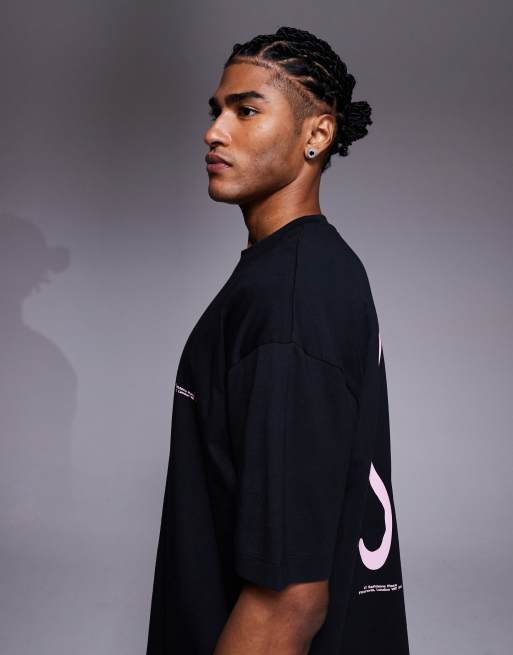 ASOS DESIGN boxy oversized t-shirt with text graphic in black, 4 of 5