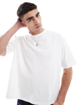 Asos Design Boxy Oversized T-shirt With Text Graphic In White