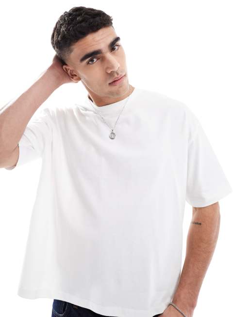 ASOS DESIGN boxy oversized t-shirt with text graphic in cream, 2 of 4