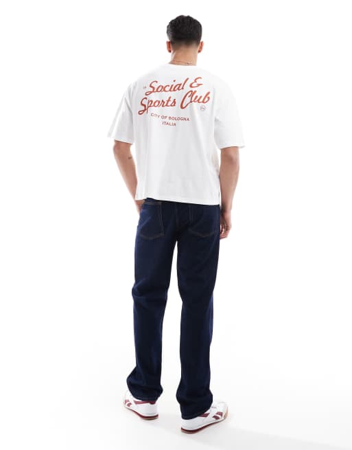ASOS DESIGN boxy oversized t-shirt with text graphic in cream, 3 of 4