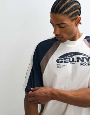 Asos Design Boxy Oversized T-shirt With Text Graphic In White