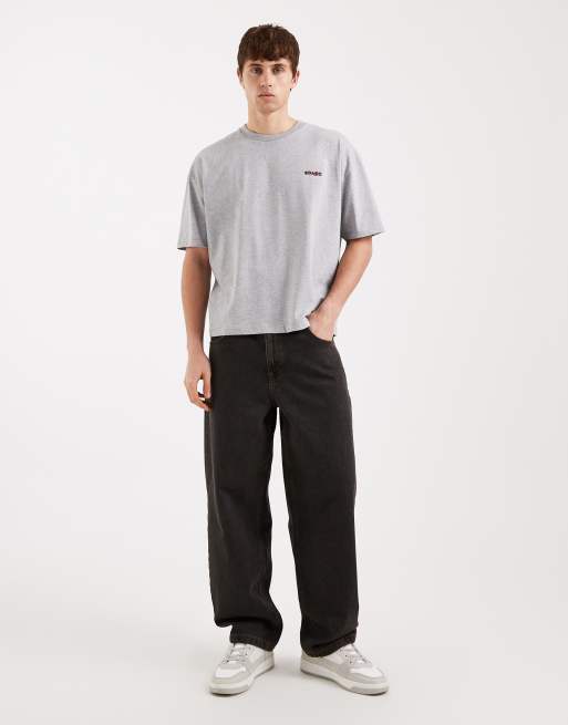 ASOS DESIGN boxy oversized T-shirt with text graphic in gray heather, 2 of 5