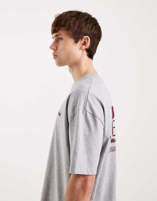 ASOS DESIGN boxy oversized t-shirt with text graphic in grey marl, 4 of 5