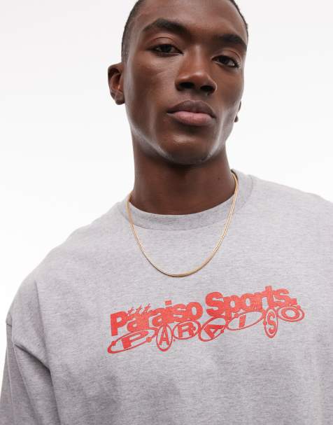 ASOS DESIGN boxy oversized t-shirt with text graphic in grey marl - view 1