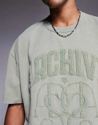 Asos Design Boxy Oversized T-shirt With Text Graphic