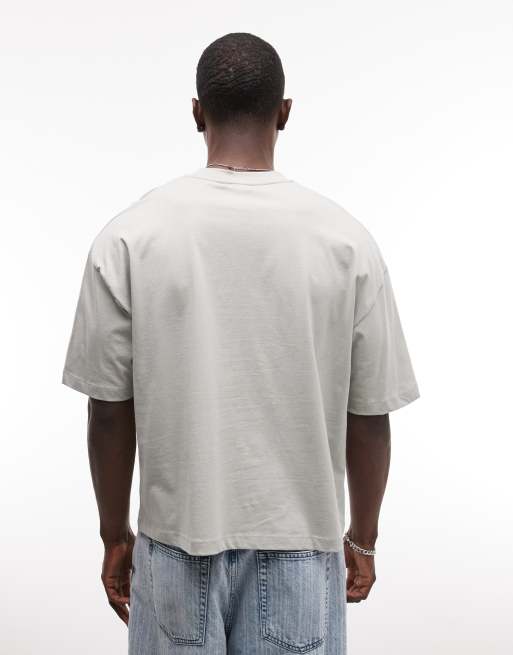 ASOS DESIGN boxy oversized T-shirt with text graphic in khaki, 5 of 5